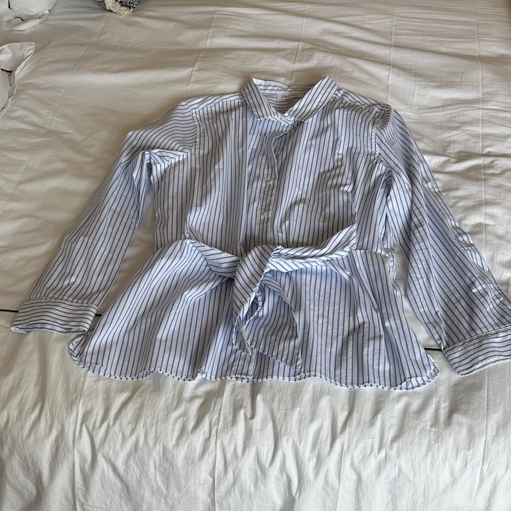 Calvin Klein Blue Striped Button Down Shirt